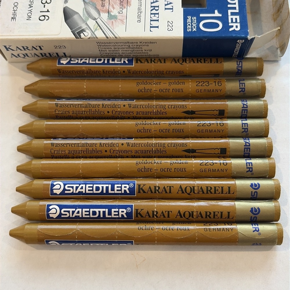 Vintage Staedtler Karat Aquarell 223-16 Watercolor Crayons Golden Ochre Germany - Picture 8 of 11